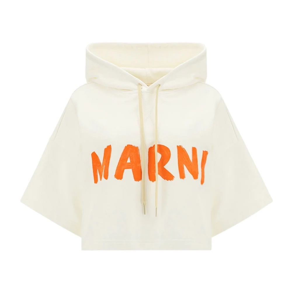 Marni Logo Printed Cropped Hoodie
